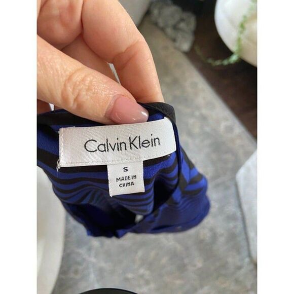 Blue and Black Calvin Klein Long Sleeved Shirt (Small) - Picture 2 of 3